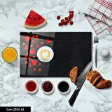 ANTİBAKTERİYEL CAM KESME TAHTASI | BASKILI KESİM TABLASI | 25x35 cm